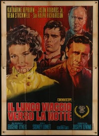 9j543 LONG DAY'S JOURNEY INTO NIGHT Italian 2p 1968 Tarantelli art of Katharine Hepburn & cast!