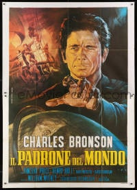9j545 MASTER OF THE WORLD Italian 2p R1971 Jules Verne, different Piovano art of Charles Bronson!