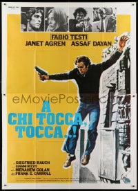 9j568 URANIUM CONSPIRACY Italian 2p 1978 art of Fabio Testi with gun jumping off building!