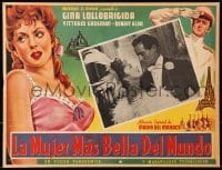 9j634 BEAUTIFUL BUT DANGEROUS Mexican LC 1957 c/u of sexy Gina Lollobrigida & Vittorio Gassman!