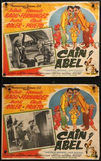 9j601 CAIN Y ABEL 6 Mexican LCs 1954 Antonio Badu & Fernando Fernandez as Cain and Abel, cool art!