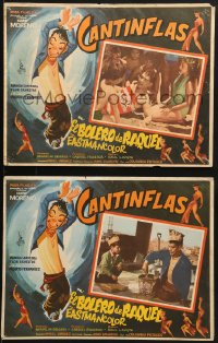 9j604 EL BOLERO DE RAQUEL 6 Mexican LCs 1957 great border art of Cantinflas & he's in both scenes!