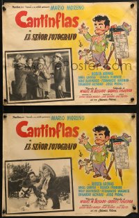 9j586 EL SENOR FOTOGRAFO 8 Mexican LCs 1953 border art of hobo Mario Moreno Cantinflas with dog!