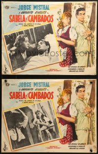 9j591 SABELA DE CAMBADOS 8 Mexican LCs 1949 Jorge Mistral, Amarito Rivelles, great border art!