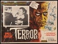 9j712 TERROR Mexican LC 1963 man choked, border art of Boris Karloff & girls in web, Roger Corman