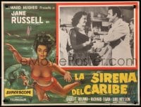 9j721 UNDERWATER Mexican LC 1955 Howard Hughes, sexy Jane Russell in inset AND border art!