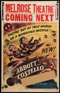 9j008 ABBOTT & COSTELLO GO TO MARS WC 1953 art of wacky astronauts Bud & Lou in outer space!