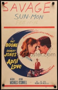 9j024 APRIL LOVE WC 1957 romantic close up of Pat Boone & Shirley Jones about to kiss!