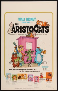 9j025 ARISTOCATS WC 1971 Walt Disney feline jazz musical cartoon, great colorful image!