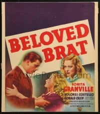 9j035 BELOVED BRAT WC 1938 Dolores Costello & troubled teen Bonita Granville!