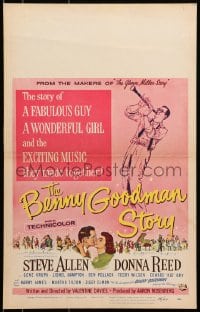 9j039 BENNY GOODMAN STORY WC 1956 Steve Allen as Goodman, Donna Reed, Gene Krupa, Reynold Brown art