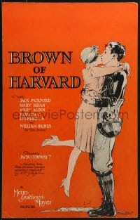 9j050 BROWN OF HARVARD WC 1926 art of football star Jack Pickford kissing Mary Brian, ultra rare!