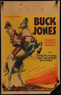 9j051 BUCK JONES WC 1930s cool art of the screen's daredevil cowboy on his rearing horse!
