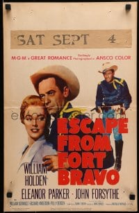 9j089 ESCAPE FROM FORT BRAVO WC 1953 cowboy William Holden, Eleanor Parker, John Sturges directed!
