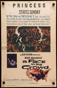9j092 FACE IN THE CROWD WC 1957 Andy Griffith took it raw like his bourbon & his sin, Elia Kazan