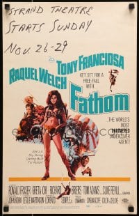 9j094 FATHOM WC 1967 Jerry Allison art of sexy nearly-naked Raquel Welch in skydiving harness!