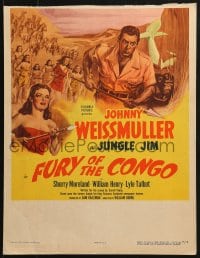 9j103 FURY OF THE CONGO WC 1951 Johnny Weissmuller as Jungle Jim & native women by Glenn Cravath!
