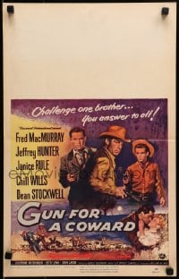 9j118 GUN FOR A COWARD WC 1956 art of cowboys Fred MacMurray, Jeffrey Hunter & Dean Stockwell!