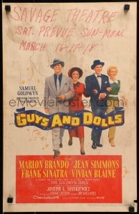 9j121 GUYS & DOLLS WC 1955 Marlon Brando, Jean Simmons, Frank Sinatra & Blaine arm-in-arm!