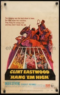 9j122 HANG 'EM HIGH WC 1968 Clint Eastwood, they hung the wrong man, cool art by Sandy Kossin!