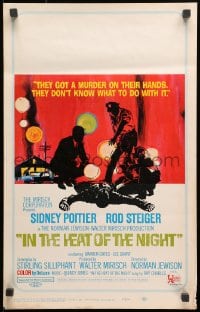 9j132 IN THE HEAT OF THE NIGHT WC 1967 Sidney Poitier, Rod Steiger, Warren Oates, cool crime art!