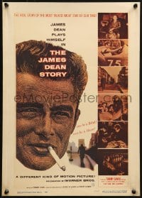 9j139 JAMES DEAN STORY WC 1957 cool close up smoking artwork, was he a Rebel or a Giant?