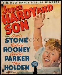 9j143 JUDGE HARDY & SON WC 1939 great close up of smiling Mickey Rooney as Andy Hardy!