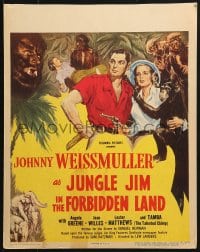 9j144 JUNGLE JIM IN THE FORBIDDEN LAND WC 1951 art of Johnny Weissmuller & fake manimals!