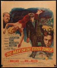 9j169 MAN ON THE EIFFEL TOWER WC 1949 Charles Laughton, sexy Jean Wallace, Widhoff film noir art!