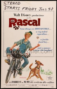 9j202 RASCAL WC 1969 Walt Disney, great art of Bill Mumy on bike with raccoon & dog!