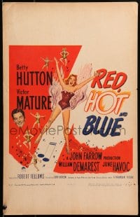 9j203 RED, HOT & BLUE WC 1949 art of sexy dancer Betty Hutton in skimpy outfit, Victor Mature
