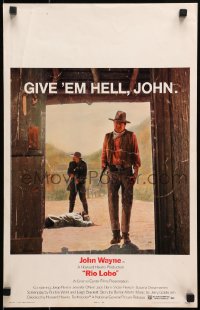 9j206 RIO LOBO WC 1971 Howard Hawks, Give 'em Hell, John Wayne, great cowboy image!