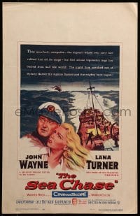 9j215 SEA CHASE WC 1955 great artwork of sailor John Wayne & sexy Lana Turner, World War II!