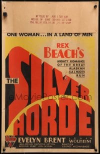 9j219 SILVER HORDE WC 1930 Rex Beach's mighty romance of the great Alaskan salmon run!