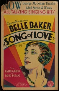 9j229 SONG OF LOVE WC 1929 great art of forgotten Jewish vaudeville singer Belle Baker!