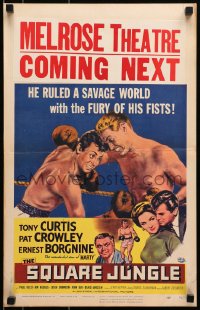 9j232 SQUARE JUNGLE WC 1956 great artwork of boxing Tony Curtis fighting in the ring!