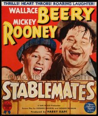 9j234 STABLEMATES WC 1938 great close up of happy Wallace Beery & Mickey Rooney, horse racing!