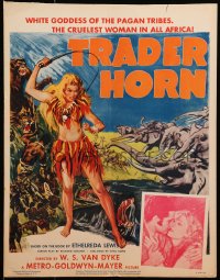 9j249 TRADER HORN WC R1953 W.S. Van Dyke, cool art of sexy Edwina Booth whipping + wild animals!