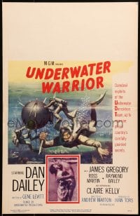 9j250 UNDERWATER WARRIOR WC 1958 cool art of underwater demolition team scuba diver Dan Dailey!