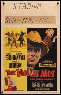 9j252 VIOLENT MEN WC 1954 cowboy Glenn Ford, Barbara Stanwyck, Edward G. Robinson, western!