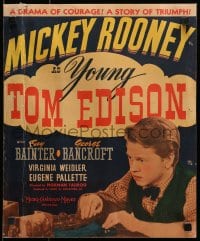 9j258 YOUNG TOM EDISON WC 1940 great close up of dedicated young inventor Mickey Rooney!
