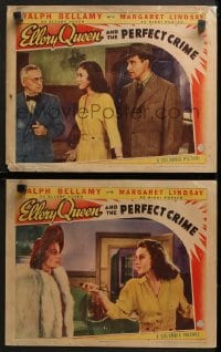 9k868 ELLERY QUEEN & THE PERFECT CRIME 2 LCs 1941 Ralph Bellamy with pretty Margaret Lindsay!