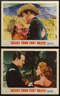9k869 ESCAPE FROM FORT BRAVO 2 LCs 1953 Holden, Parker & others trapped by Indians, John Sturges!