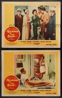 9k892 ISLAND IN THE SUN 2 LCs 1957 James Mason, Joan Fontaine, Dorothy Dandridge, Harry Belafonte!