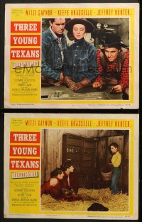9k983 THREE YOUNG TEXANS 2 LCs 1954 sexy Mitzi Gaynor, Keefe Brasselle & Hunter, roulette gambling!