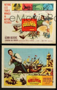 9k040 3 WORLDS OF GULLIVER 8 LCs 1960 Ray Harryhausen fantasy classic, giant Kerwin Mathews!