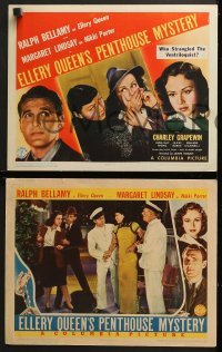 9k150 ELLERY QUEEN'S PENTHOUSE MYSTERY 8 LCs 1941 Bellamy, Margaret Lindsay, Anna May Wong, rare!