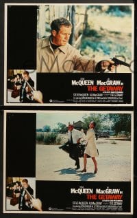 9k758 GETAWAY 3 int'l LCs R1980 Steve McQueen, Ali McGraw, Sam Peckinpah, cool action images!