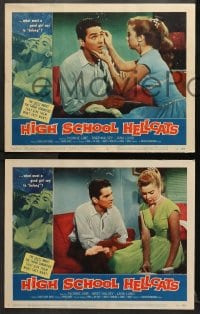 9k209 HIGH SCHOOL HELLCATS 8 LCs 1958 best AIP bad girl Yvonne Lime, Bret Halsey, classic border art