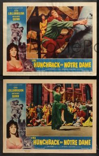 9k218 HUNCHBACK OF NOTRE DAME 8 LCs 1957 Anthony Quinn as Quasimodo & sexy Gina Lollobrigida!